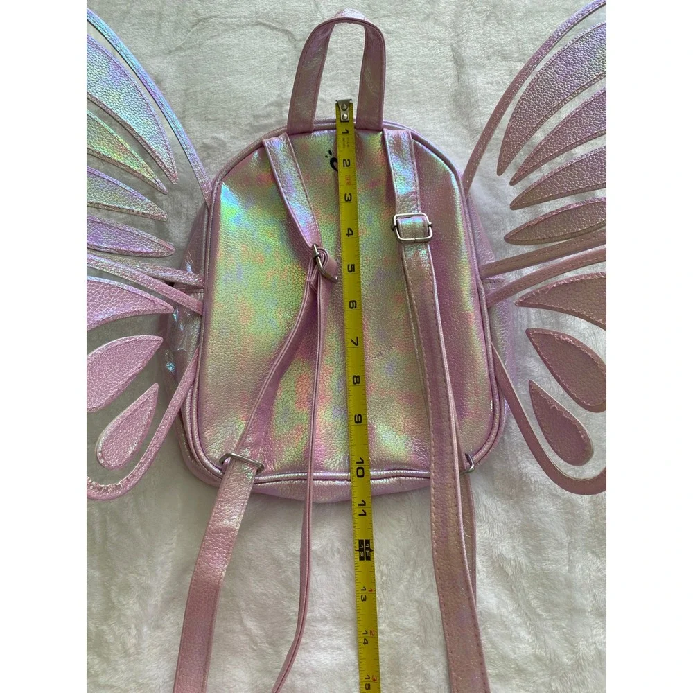 Justice Butterfly Mini Backpack Girls Small Pink Iridescent Letter K Fairycore